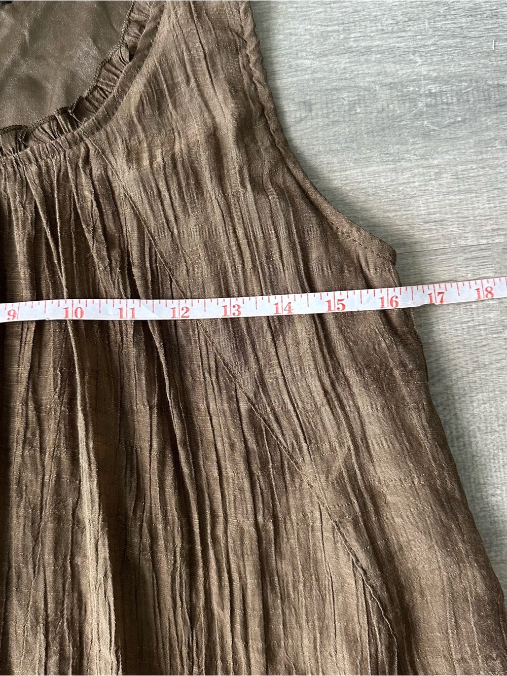 VTG Eighty Ninety Japanese Layered Lace Crinkle Mini Dress - Brown - Picture 4 of 8